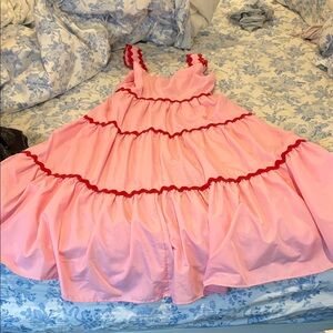 Entro Pink Ruffle Dress with Red Accents